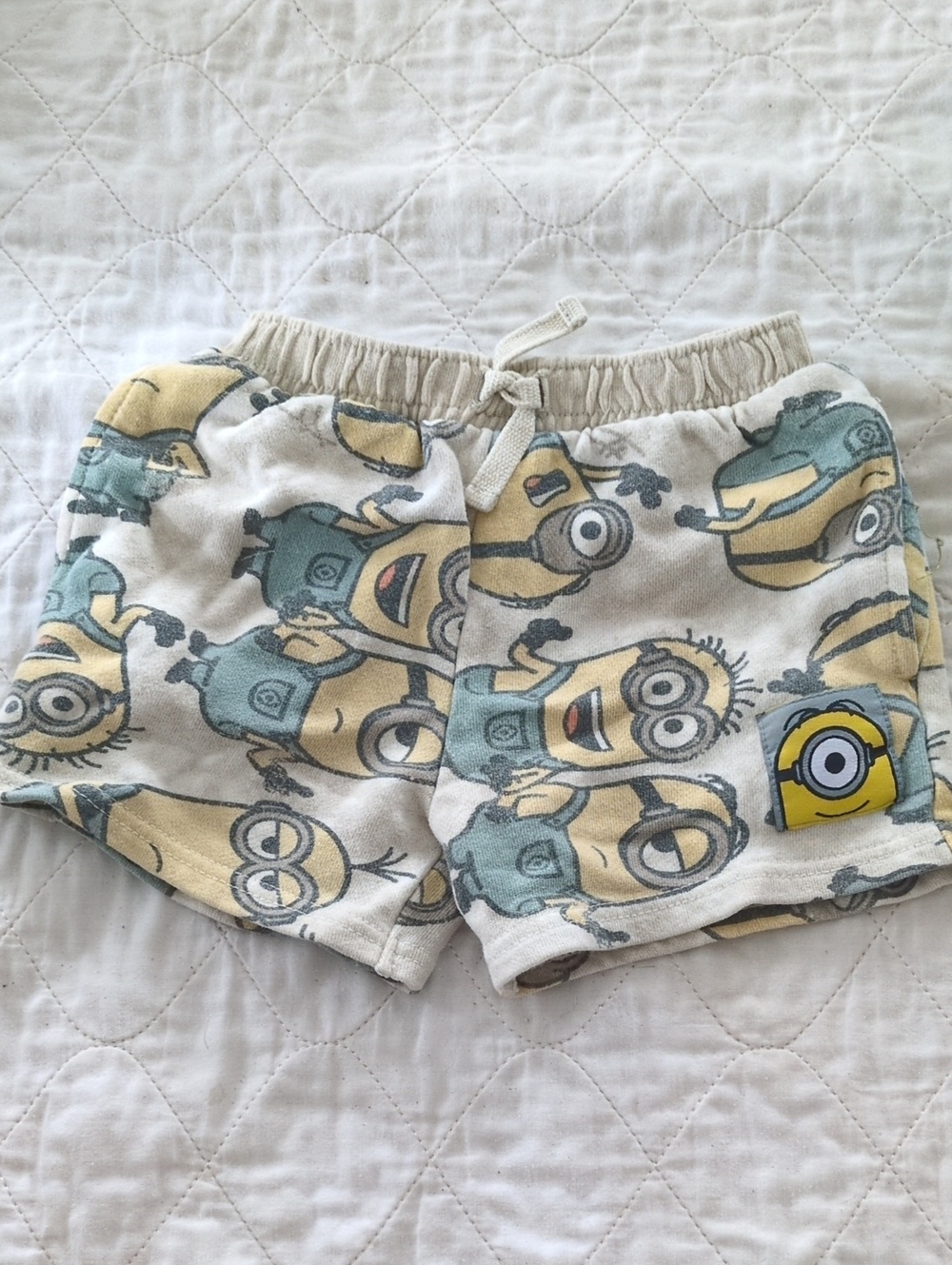 Minions Print Kids Shorts - Yellow and Light Blue